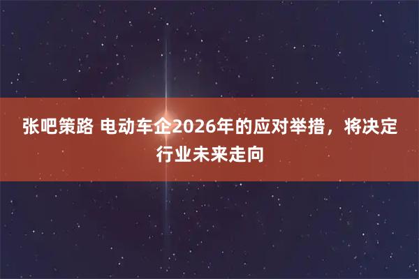 张吧策路 电动车企2026年的应对举措，将决定行业未来走向